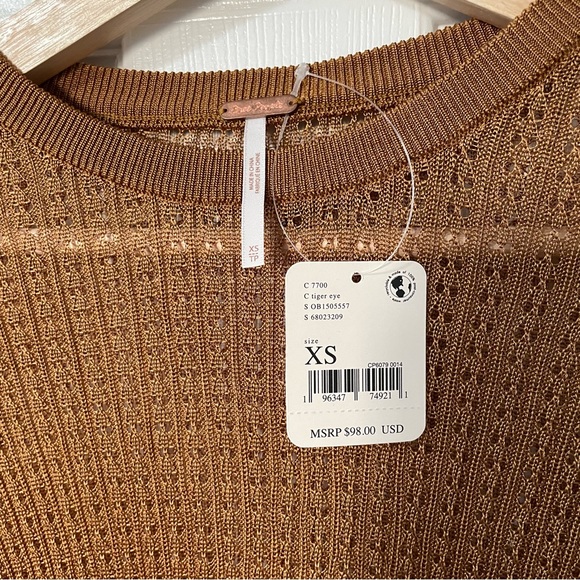 NWT Free People H2O Crew Pullover in Tiger Eye - size XS - Picture 8 of 11